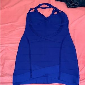 Blue open back dress